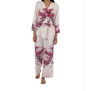 Lacera Printed Long Sleeve Rayon Pajamas sz L